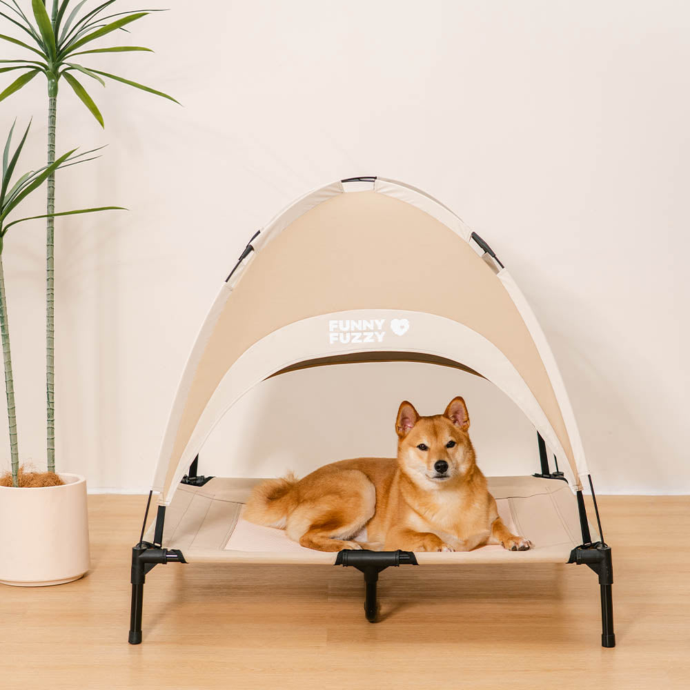 Multi-Functional Breathable Outdoor Cooling Elevated Dog Bed with Canopy Raised Dog Bed Dog Cot for Camp - PawAir